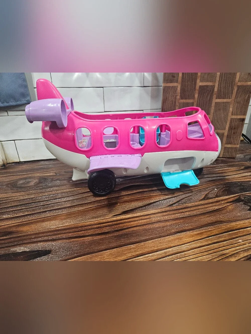 Fisher-Price Little People Barbie Pink Light Dream Airplane Light Up Nose Sounds